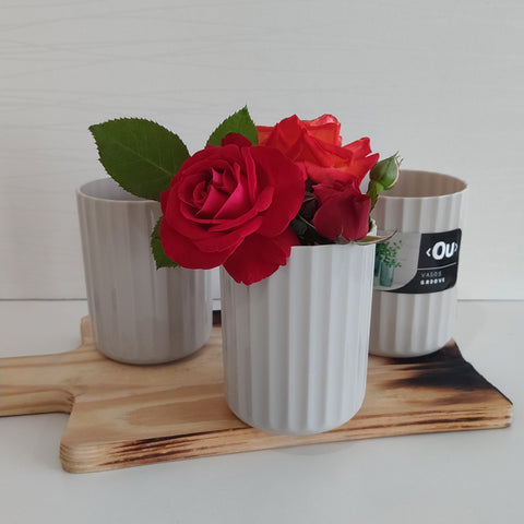Vaso Decorativo Bege Groove Vaso De Flor Pequeno Linha Plantar OU