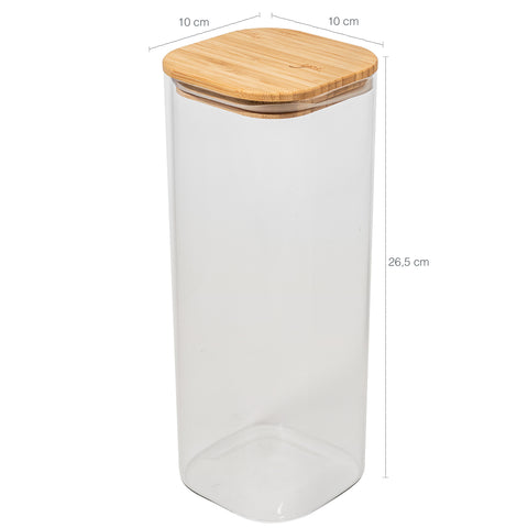 Kit 4 Potes De Vidro Herméticos Com Tampas Em Bambu 2050ml Porta Mantimentos Extra Grandes Cozinha Yoi