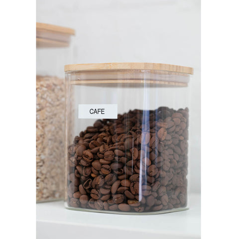 Kit 4 Potes De Vidro Herméticos Com Tampas Em Bambu 845ml Porta Mantimentos Pequenos Cozinha Yoi