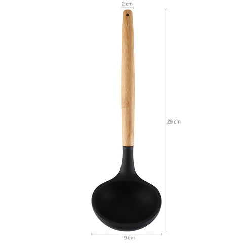 最安値 Com Preto Silicone De Concha Cabo De Utensílio Bambu De 小物