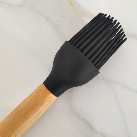 Pincel De Silicone Preto Com Cabo De Bambu Utensílio De Cozinha Pincel Culinário Yoi