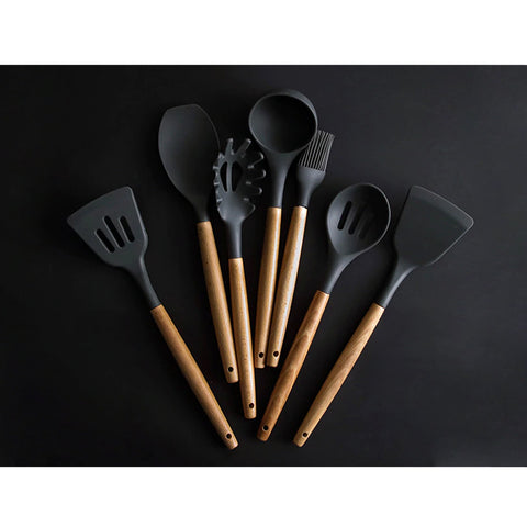 Pincel De Silicone Preto Com Cabo De Bambu Utensílio De Cozinha Pincel Culinário Yoi