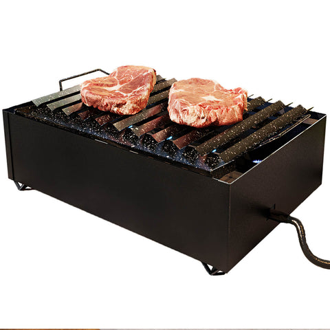 Char Broiler a Gás 8 Caulins Fogareiro Grelha Chapa Hambúrguer Grill Aço Carbono