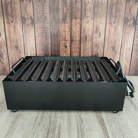 Char Broiler a Gás 8 Caulins Fogareiro Grelha Chapa Hambúrguer Grill Aço Carbono