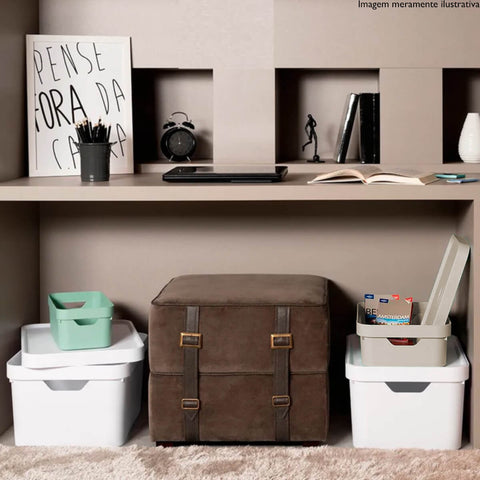 Kit 3 Caixas Organizadoras Grande Para Closet 10L Com Tampa Nordi Bege