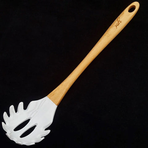 Conjunto Jogo de Talheres Silicone Bambu Colher Espátula Pegador Escumadeira Pincel
