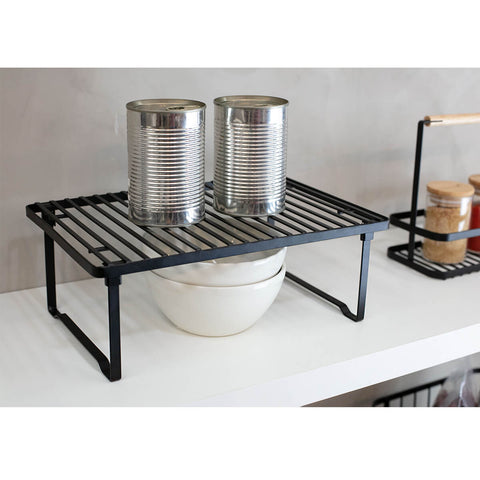 Prateleira Empilhável Organizador Armário Cozinha Metalla Aço Carbono Preto Yoi