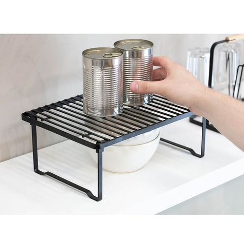 Prateleira Empilhável Organizador Armário Cozinha Metalla Aço Carbono Preto Yoi