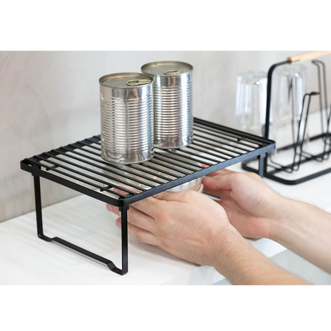 Prateleira Empilhável Organizador Armário Cozinha Metalla Aço Carbono Preto Yoi