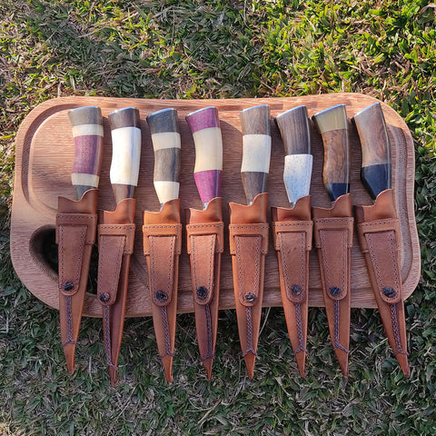 Faca Modelo Tesoura de Tosquia Antiga Zanline Artesanal 7' Aço Inox 420c Churrasco Cabos Sortidos