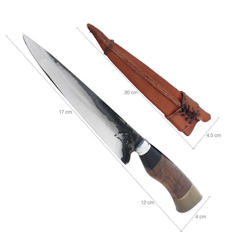 Faca Modelo Tesoura de Tosquia Antiga Zanline Artesanal 7' Aço Inox 420c Churrasco Cabos Sortidos