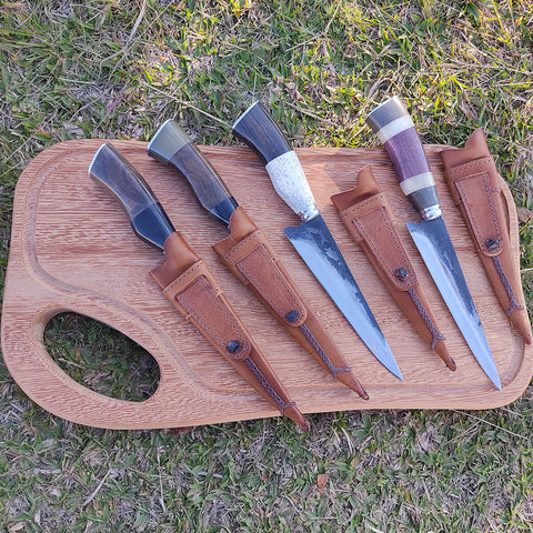 Faca Modelo Tesoura de Tosquia Antiga Zanline Artesanal 7' Aço Inox 420c Churrasco Cabos Sortidos