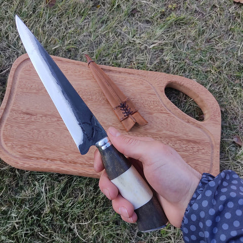 Faca Modelo Tesoura de Tosquia Antiga Zanline Artesanal 7' Aço Inox 420c Churrasco Cabos Sortidos