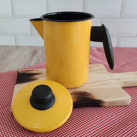 Bule de Café Chá Aço Esmaltado 1,1 Litros Ágata Básica Metallouça Amarelo