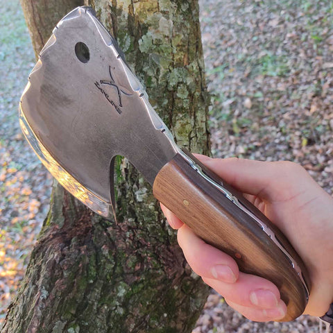 Machadinha Americana 5mm Artesanal Monobloco Cutelo Curvo Inox 420c Esportivo Camping