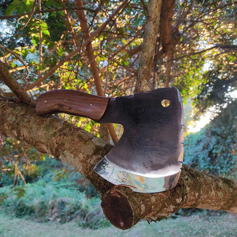 Machadinha Americana 5mm Artesanal Monobloco Cutelo Curvo Inox 420c Esportivo Camping