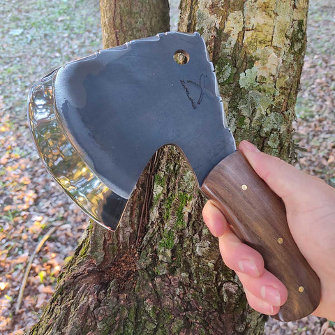 Machadinha Americana 5mm Artesanal Monobloco Cutelo Curvo Inox 420c Esportivo Camping