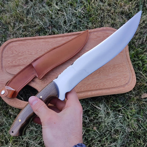 Faca Artesanal Jungle 9' Aço Inox 420c Monobloco 4mm Caça Javali Carne Churrasco