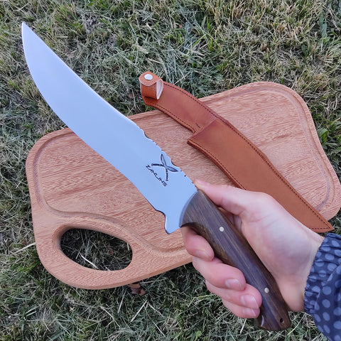 Faca Artesanal Jungle 9' Aço Inox 420c Monobloco 4mm Caça Javali Carne Churrasco