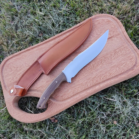 Faca Artesanal Jungle 9' Aço Inox 420c Monobloco 4mm Caça Javali Carne Churrasco