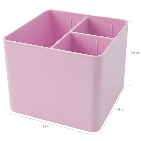 Porta Objetos 3 Divisórias Organizador De Escritório Porta Canetas Rosa Pastel Dello