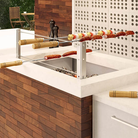 Conjunto 4 Espetos Inox com Cabo de Madeira para Churrasco 70cm Qualinox