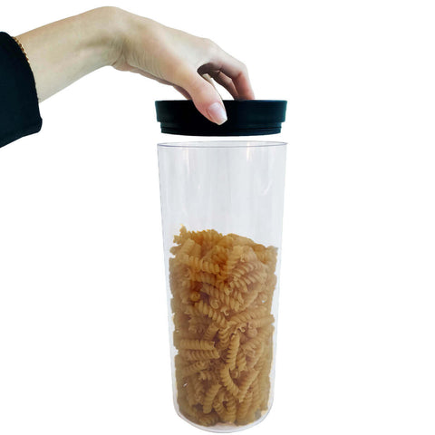 Kit 3 Potes Herméticos De Plástico Porta Mantimentos 2,5L Transparente Com Tampa Preta UZ