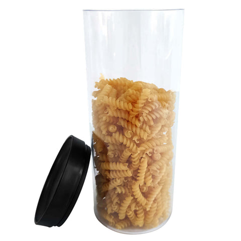 Kit 3 Potes Herméticos De Plástico Porta Mantimentos 2,5L Transparente Com Tampa Preta UZ