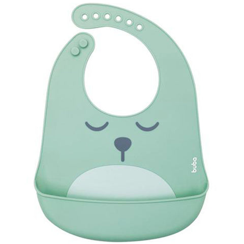 Babador de Silicone com Pega Migalhas Impermeável Gummy Buba Verde