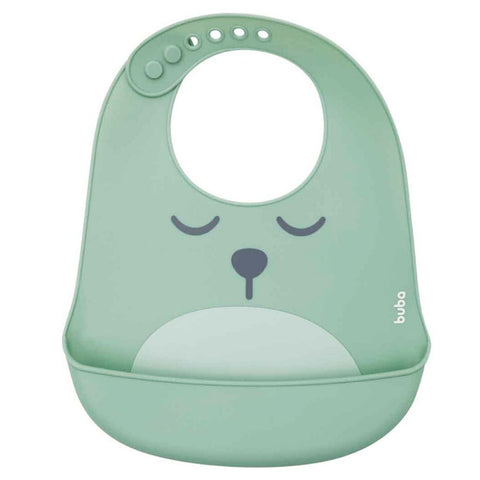 Babador de Silicone com Pega Migalhas Impermeável Gummy Buba Verde