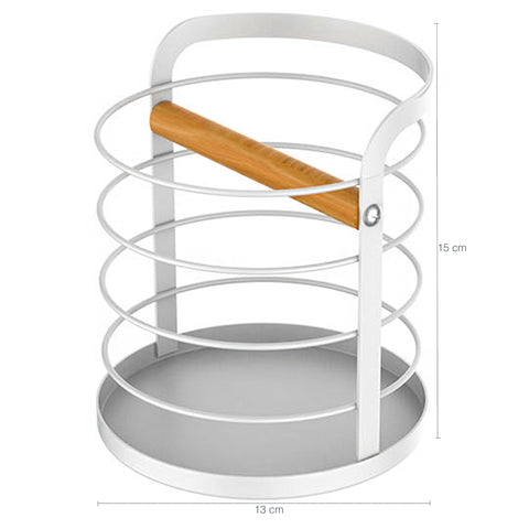 Kit Suporte Porta Utensílios De Cozinha E Porta Papel Toalha De Mesa Branco Yoi