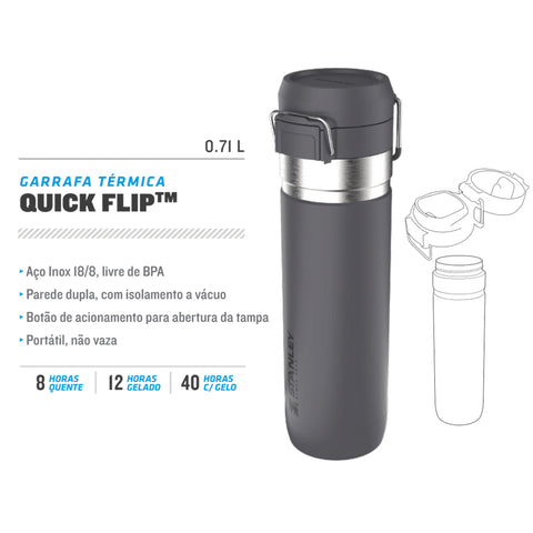 Garrafa Térmica Quick Flip Stanley 710ml Aço Inox Bebidas Geladas e Quentes