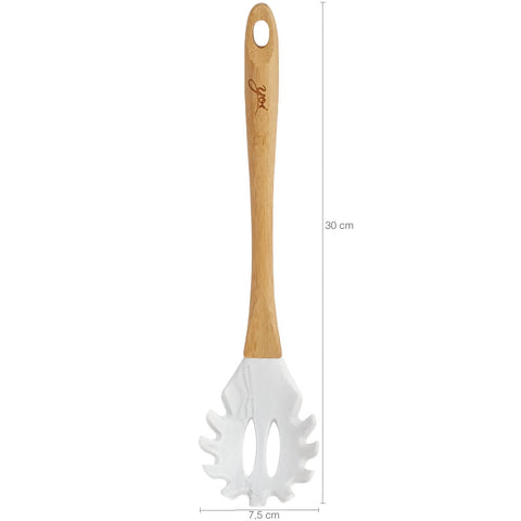 Pegador De Massa Talher Silicone Bambu Cozinha Marmorizado