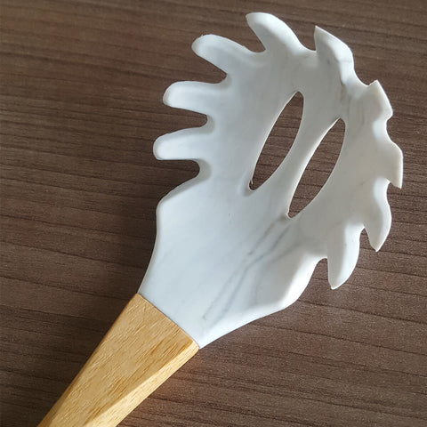 Pegador De Massa Talher Silicone Bambu Cozinha Marmorizado