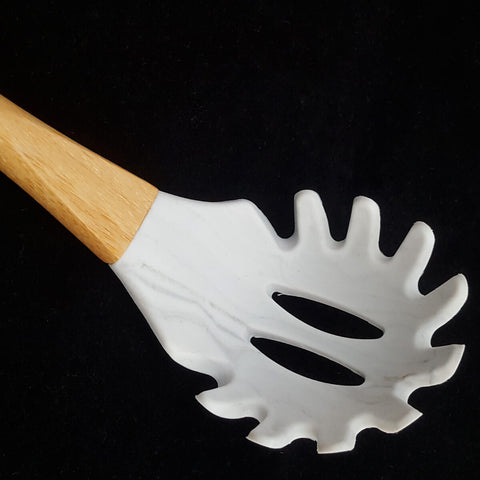 Pegador De Massa Talher Silicone Bambu Cozinha Marmorizado