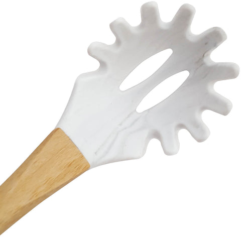 Pegador De Massa Talher Silicone Bambu Cozinha Marmorizado