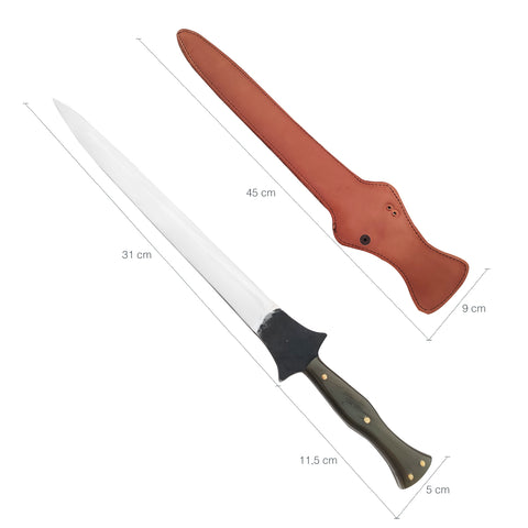 Adaga Javalizeira Punhal Monobloco Aço Inox 420C Cabo Chifre 12' Zanline