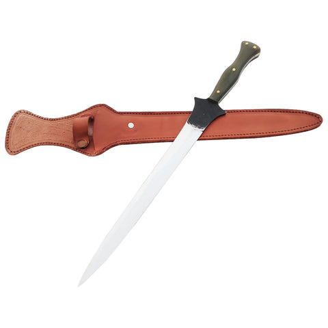 Adaga Javalizeira Punhal Monobloco Aço Inox 420C Cabo Chifre 12' Zanline