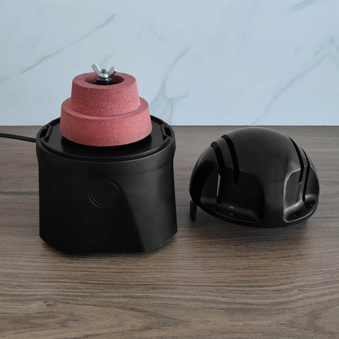 Afiador De Facas Elétrico Preto Gourmet  Amolador De Facas Com 2 Rebolos Cozinha