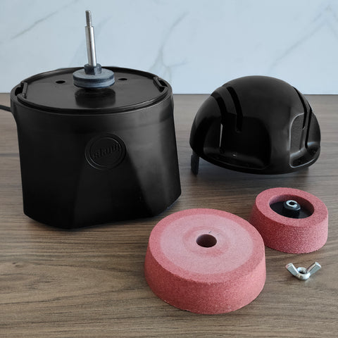 Afiador De Facas Elétrico Preto Gourmet  Amolador De Facas Com 2 Rebolos Cozinha