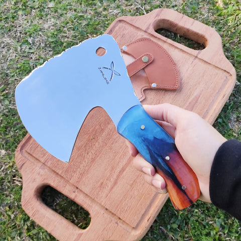 Machadinho Polido Americano 5mm Artesanal Esportivo Caçada Cutelo Curvo Híbrido Madeira