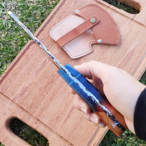 Machadinho Polido Americano 5mm Artesanal Esportivo Caçada Cutelo Curvo Híbrido Madeira