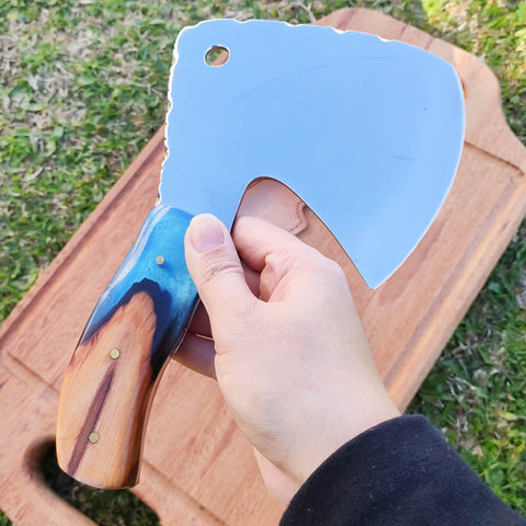 Machadinho Polido Americano 5mm Artesanal Esportivo Caçada Cutelo Curvo Híbrido Madeira