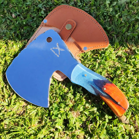 Machadinho Polido Americano 5mm Artesanal Esportivo Caçada Cutelo Curvo Híbrido Madeira