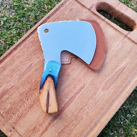 Machadinho Polido Americano 5mm Artesanal Esportivo Caçada Cutelo Curvo Híbrido Madeira