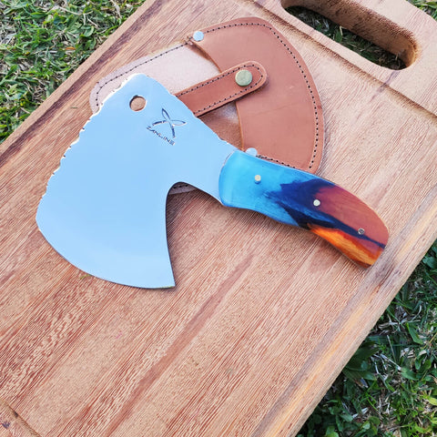 Machadinho Polido Americano 5mm Artesanal Esportivo Caçada Cutelo Curvo Híbrido Madeira