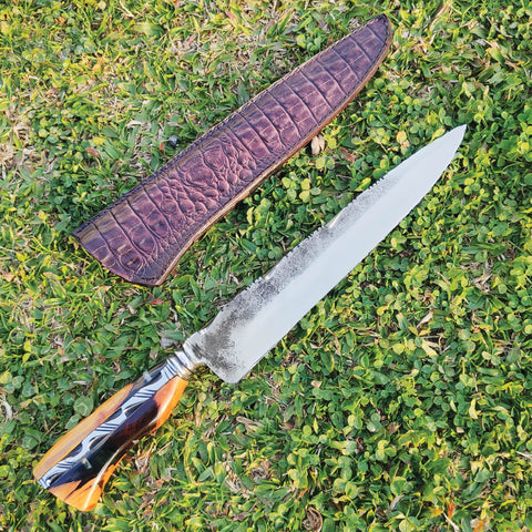 Faca Forjada Full Tang 10" Aço Carbono 1070 Cabo Invertido Híbrido Zanline