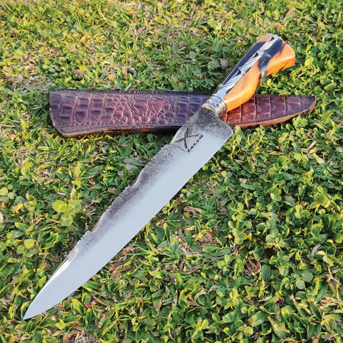 Faca Forjada Full Tang 10" Aço Carbono 1070 Cabo Invertido Híbrido Zanline