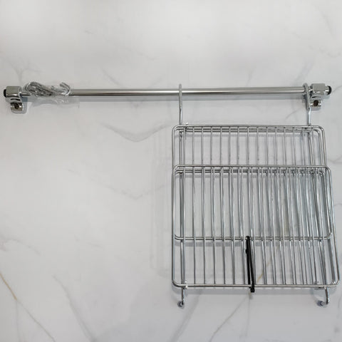 Kit Organizador Suspenso Para Utensílios Cozinha Barra 61cm Escorredor De Louças E Ganchos