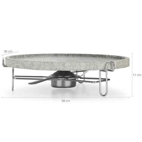 Racleteira 38cm Raclette Grill Com Pedra Sabão Suporte E Queimador Forma
